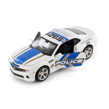 2010 Chevy Camaro SS RS Police, White w/Blue Stripes - Showcasts 38208WT - 1/24 Scale Diecast Model Car