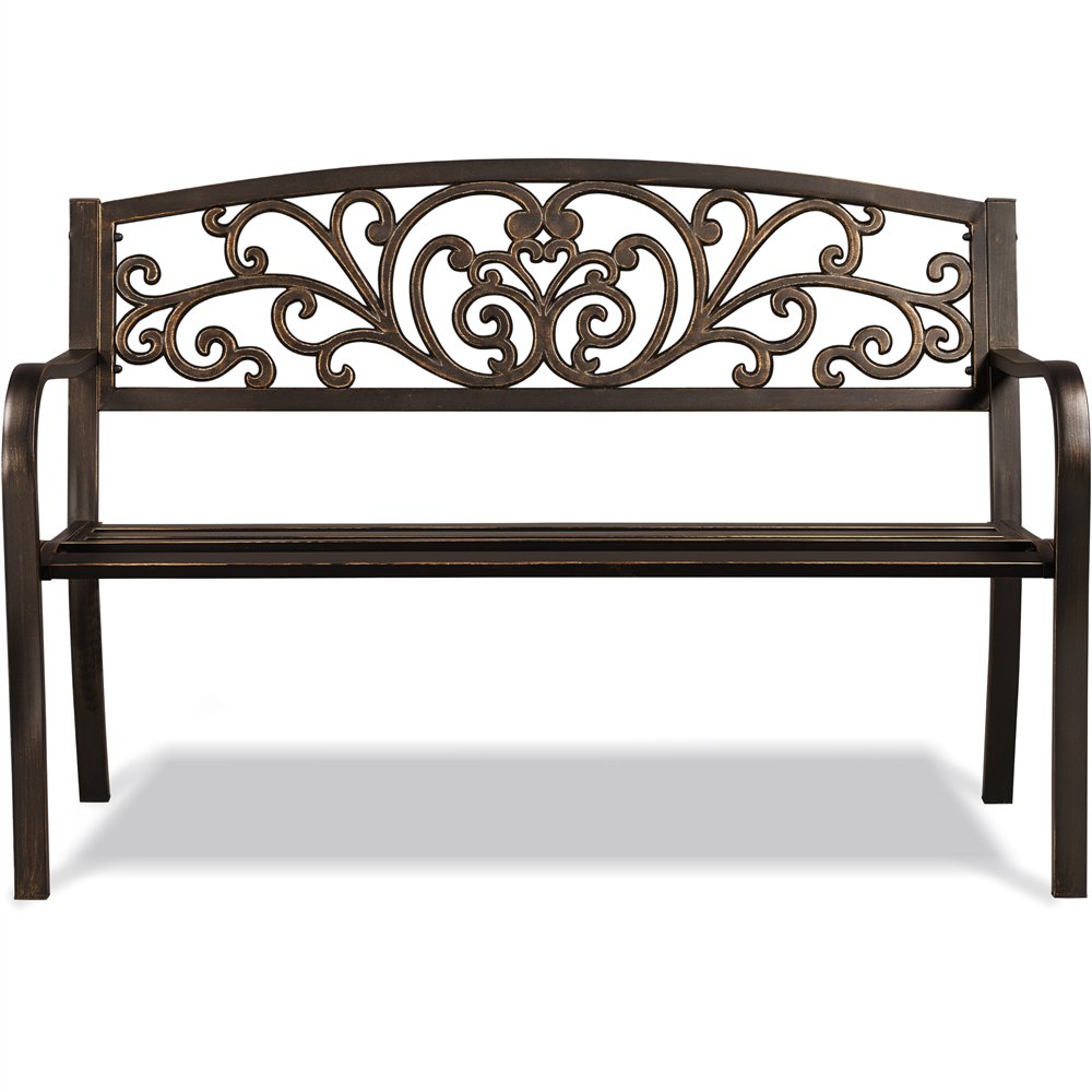 Easyfashion Outdoor Metal Bench Bronze