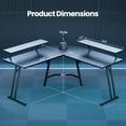 thumbnail image 4 of HLDIRECT 51 Inch L Shaped Gaming Desk with Monitor Stand and LED Lights, Corner Computer Desk with Carbon Fiber Surface, PC Gaming Table for Home Office Writing Workstation, Easy t, 4 of 7