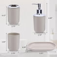 thumbnail image 2 of 4 Pcs Bathroom Accessory Set, Shatter-Resistant Resin Bathroom Accessories Set Include Lotion Soap Dispenser Toothbrush Holder Soap Dish Modern Bathroom Decor, Gift for Home (Grey), 2 of 6