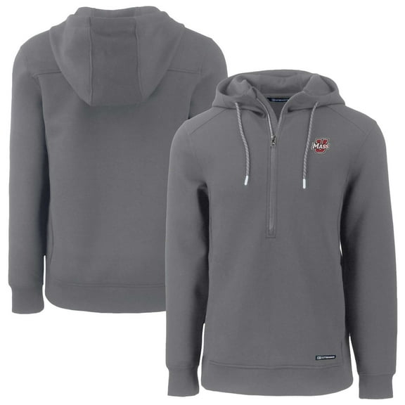 Men's Cutter & Buck  Gray UMass Minutemen Roam Eco Half-Zip Pullover Hoodie