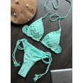 thumbnail image 2 of Conjunto de bikini con hombro descubierto para mujer, traje de baño de dos piezas con realce, cintura alta, color negro, 2024, 2 of 5