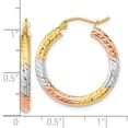 thumbnail image 3 of Auriga Fine Jewelry 14K Tri-color Gold Hoop Earrings for Women (L- 27.2mm, W- 25.7mm), 3 of 5