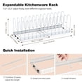 thumbnail image 5 of Housolution Pot and Pan Organizer, Expandable Pot Lid Organizer Rack with 14 Adjustable Dividers for Kitchen, Under Cabinet, Cutting Board, Bakeware, White, 5 of 7
