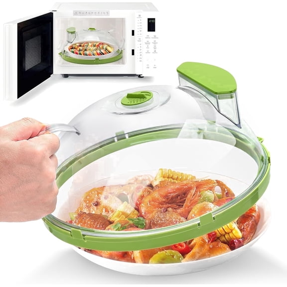 Universal microwave cover - with steam vent, BPA free cover, can keep the microwave clean and keep food moist, suitable for most plates (12 inches)