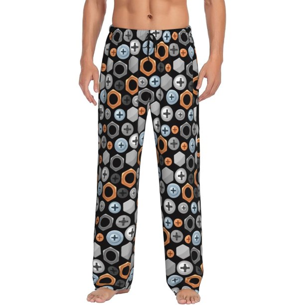 Balery Colorful Screws Pantalones de pijama para hombre, pijama ultraligero, pantalón de descanso-Medium