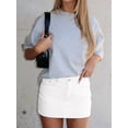 thumbnail image 6 of Womens Vintage Slim Fit Denim Mini Skirt Fashion Casual High Waist A Line Stretch Jeans Skirt White M, 6 of 7