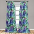 thumbnail image 2 of Nature Window Curtains, Garden Inspired Botanical Lupine Sketch Pattern With Leaves Print Artwork, Lightweight Decor 2-Panel Set with Rod Pocket, Pair of - 28"x63", Fern Green and Violet, by Ambesonne, 2 of 3