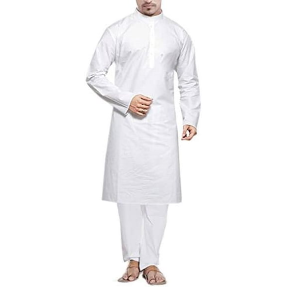 Royal Men's Cotton Kurta Pyjama Set (ROYAL_26_White_Small)