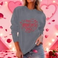 thumbnail image 6 of Womens Valentines Sweatshirt Cute Love Heart Graphic Long Sleeve Round Neck Casual Fashion Holiday Sweatshirts Tops (M, Gray), 6 of 9