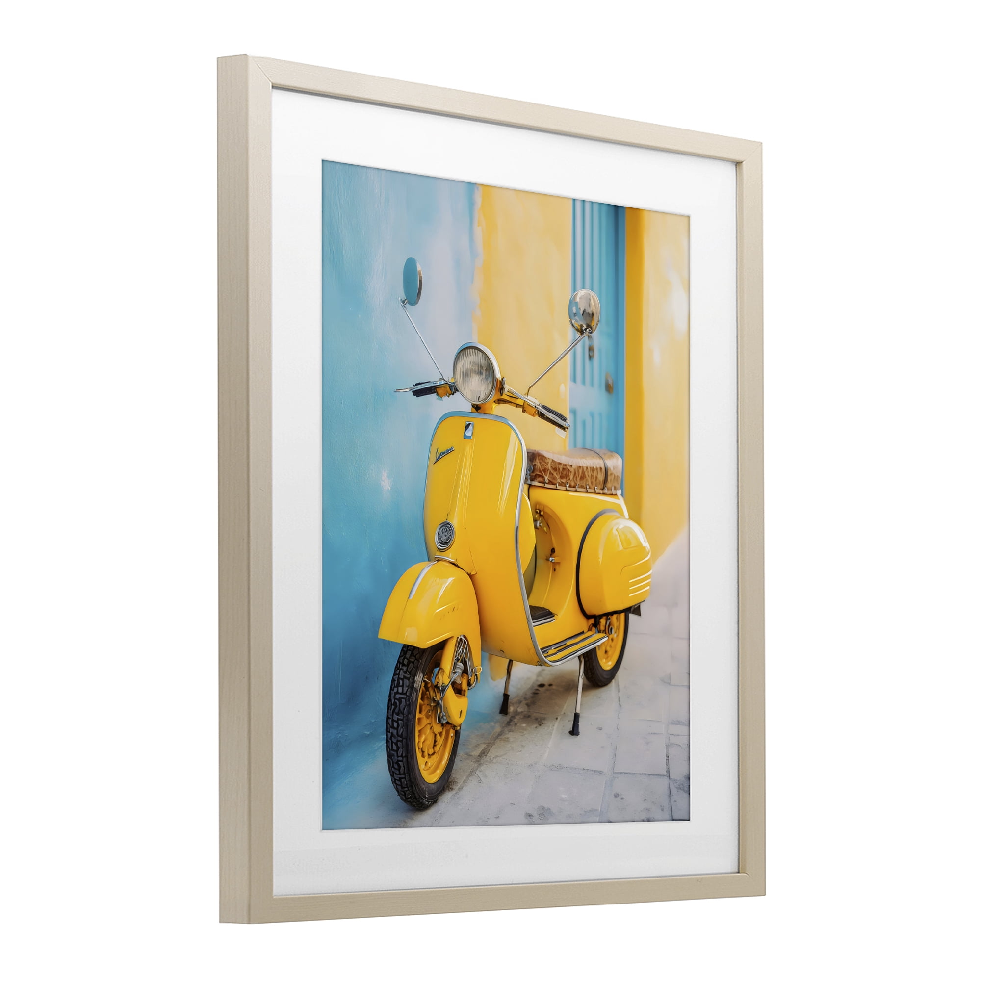 Stupell Industries Sunny Ride Vintage Moped Birch Framed Print Under Glass, design by Franklyn Gregory