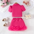 thumbnail image 3 of 3-8Y Kids Blazer Outfits For Girls Cool Puffy Mesh Lace Beading Blazer Coat and Mesh Lace Skirt 2pcs Children Clothing Sets, 3 of 9