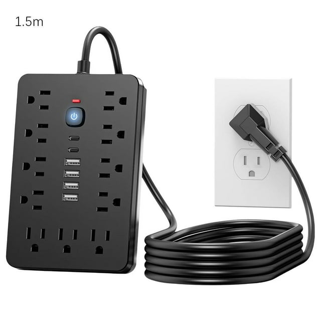 Barre d'Alimentation à 17 Prises avec 6 Ports USB, Parasurtenseur Mince Monté au Mur pour Maison, Bureau, Bureau