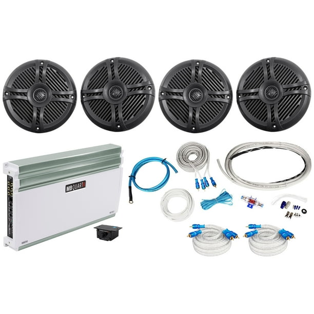 4) Rockville RMSTS65B 6.5" 1600w Marine Speakers+MB Quart 5Ch