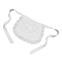 Womens Waist Apron with Pockets Retro Kitchen Cleaning Ruffles Half Apron (White)