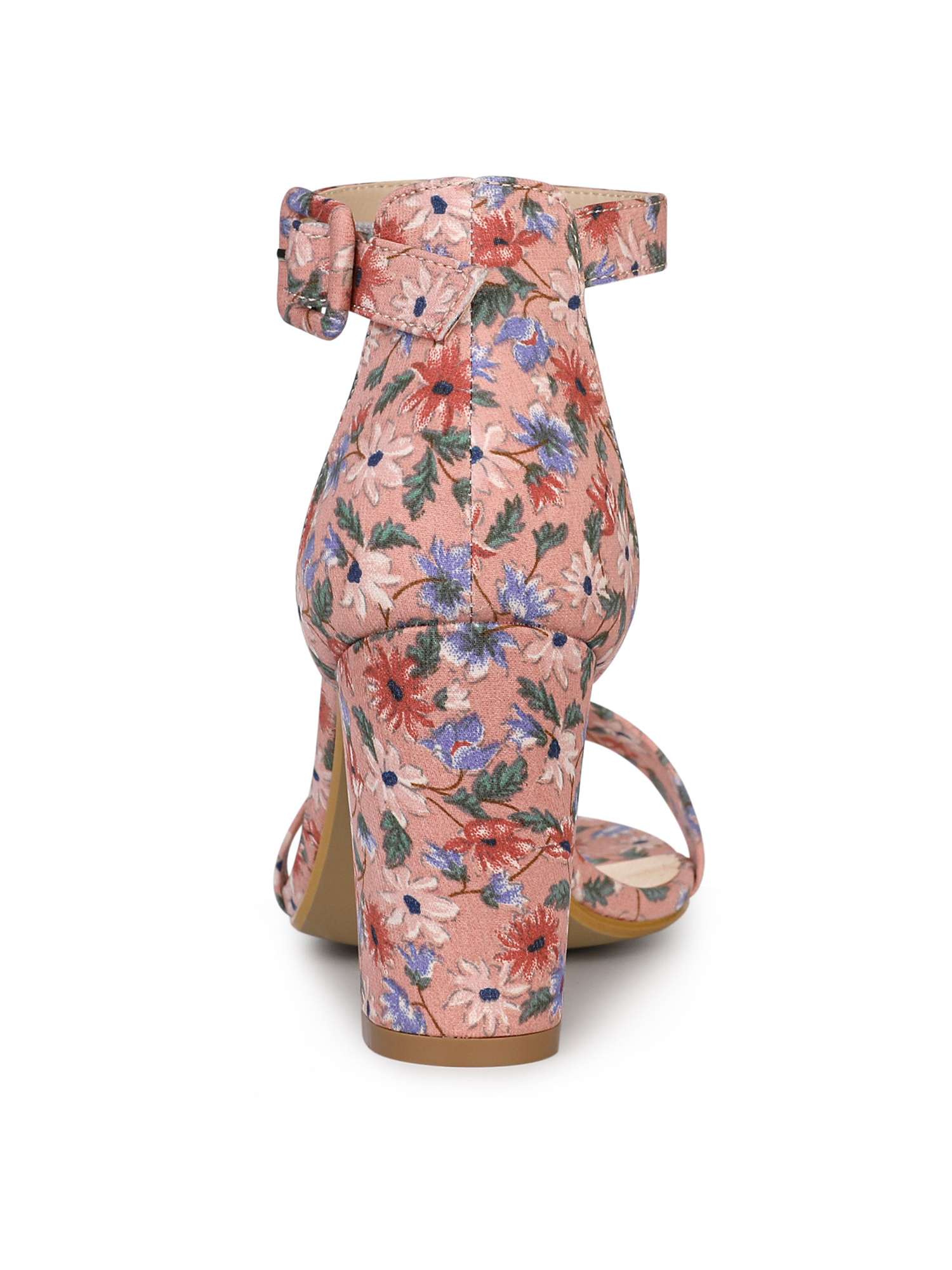 DARING DIVA Women's Floral Print Open Toe Block High Heels Red Sandals 6.5 Pink Red