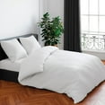 thumbnail image 2 of Housse de Couette + Taie d'Oreiller en Satin de Coton Rayé Blanc Tissé, 2 of 3