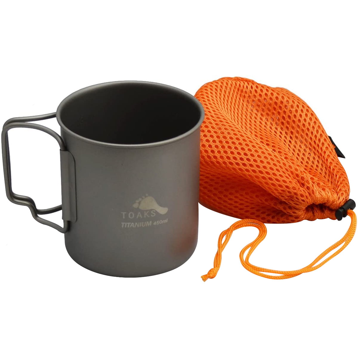 biking for hiking Titanium Coffee Cup Mug with Lid and Folding Cutlery Set Compact Durable 450 ml and everyday use camping