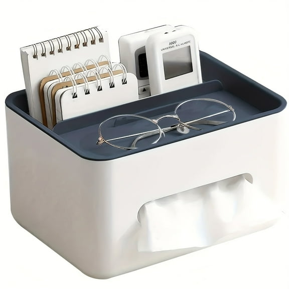 CHIKANSTORE Desk Organizer Tissue Box 8inch Multifunction Countertop Organizer Multifunctional Desktop Storage Organizer for Home With Tissue Holder and Compartments Ideal for Desk Accessories