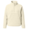 thumbnail image 7 of JGGSPWM Womens Quarter Zip Fleece Pullover Fuzzy Sherpa Jacket, Half Zip Mockneck Sweatshirt, Cozy Teddy Layering Tops Fall Winter Beige M, 7 of 7