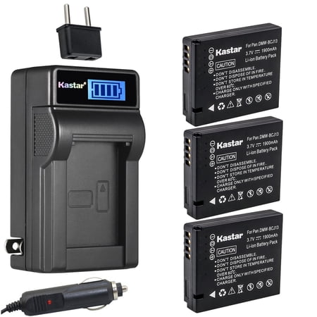 Kastar 3-Pack DMW-BCJ13 Battery and LCD AC Charger Compatible with Panasonic Lumix DMC-LX5, Lumix DMC-LX5GK, Lumix DMC-LX5K, Lumix DMC-LX5W, Lumix DMC-LX6, Lumix DMC-LX6W, Lumix DMC-LX7 Camera
