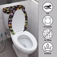 thumbnail image 3 of HELLHERO Smiley Pumpkin Pattern Soft Fits All Toilet Shapes Bathroom Toilet Cozy Set, Polyester Fabric, Stays in Place Toilet Bowl Cover, Elastic Edge, Washable, 3 of 8