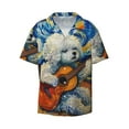 thumbnail image 2 of Lsque Dog Guitar Starry Night print Men's Cuban Collar Short Sleeve Shirt Summer Beachwear Casual Button Down Fashionable Vacation Leisure Shirt-XX-Large, 2 of 7