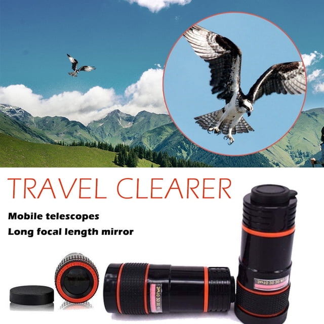 Kit de lentes para cámara de teléfono celular, telescopio monocular universal 8X, lente de zoom móvil para la mayoría de los teléfonos inteligentes
