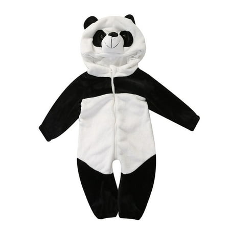 

wybzd Baby Boy Girl Kids Warm Winter Panda Animal Overall Thicken Long Sleeve Flannel Romper Clothes White 0-6m