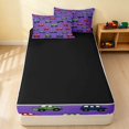 thumbnail image 4 of Erosebridal Cartoon Car Zipper Full Size Comforter Sets with Fitted Sheet and 2 Pillowcases, Automobile Zipper Bedding Set, Purple Blue, Black Reversible, 4 of 7