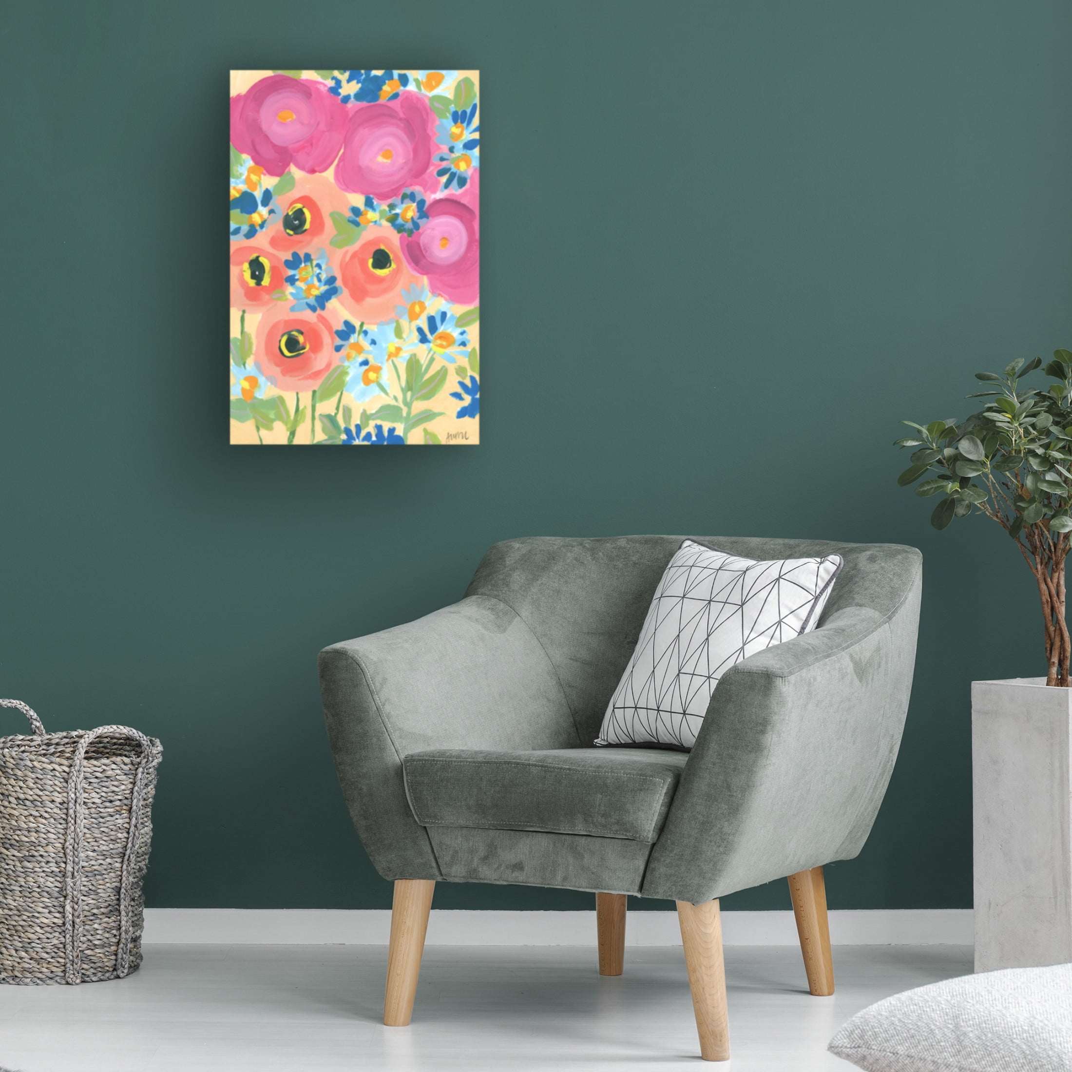 Trademark Fine Art Ania Zwara Pink Roses And Coral Anemones Canvas Wall Art