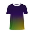 thumbnail image 5 of Gamivast Women Carnival Tops Striped Loose Crewneck Sequin Tees Holiday Short Sleeve Tunic Mardi Gras Party Blouse Fat-Tuesday Outfits 2026, 5 of 6
