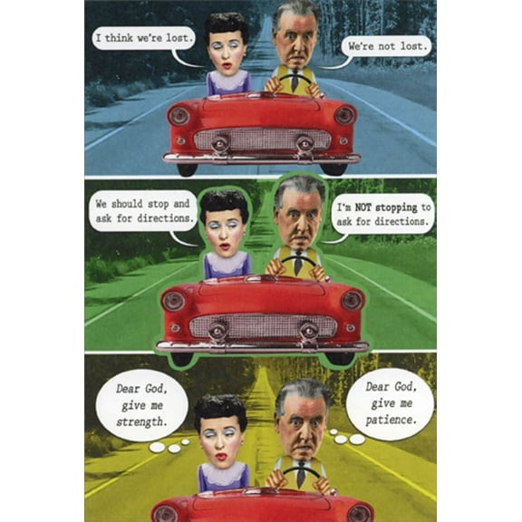 Recycled Paper Greetings Lost Couple Driving Red Car Funny : Humorous Anniversary Card