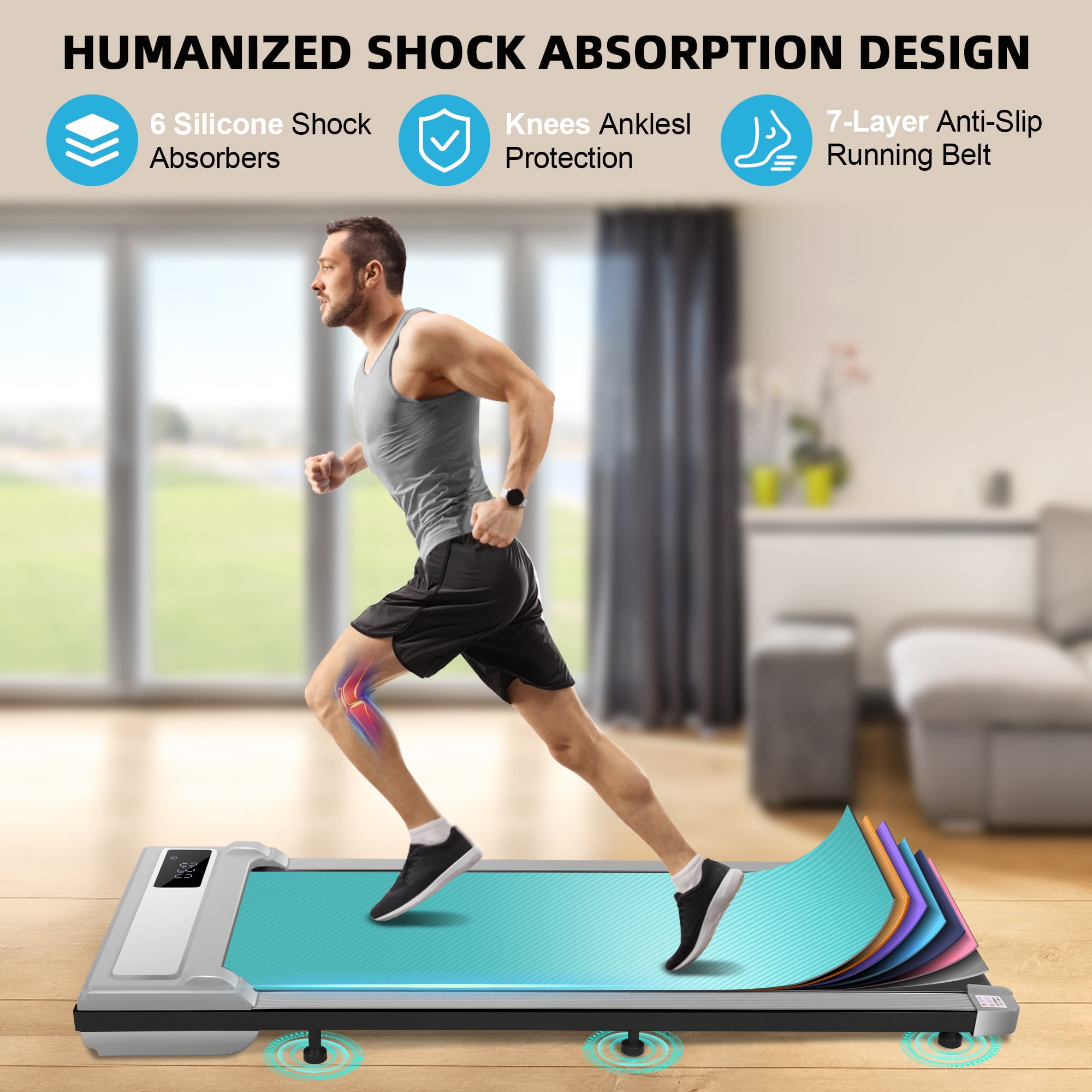 ANCHEER Walking Pad, 2 in 1 Under Desk Treadmill with Remote Control、LED Display, 300 lbs Portable Treadmill for Home/Office (Gray)