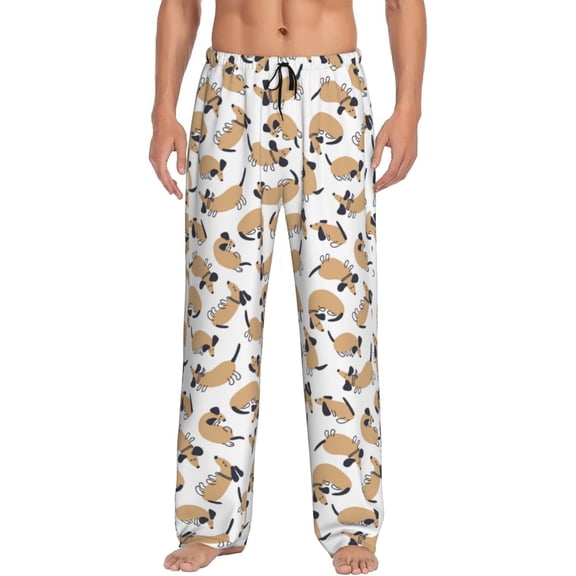 Haiem Dachshund Dog Puppy Men's Pajama Pants Ultra Lightweight Pjs Bottoms Sleepwear Bottom Pants With Pocket Drawstring-Medium
