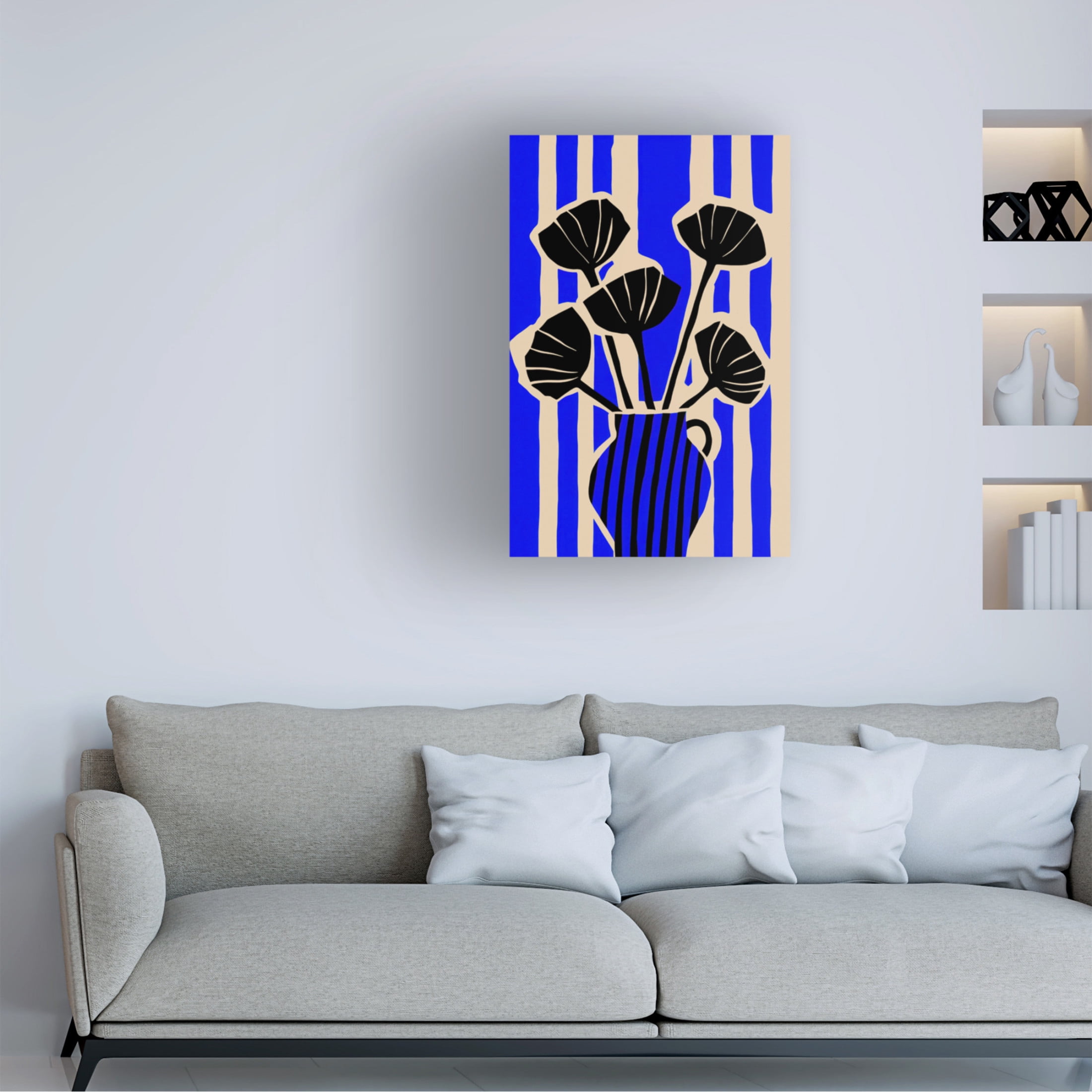 Canvas Wall Art - Treechild  'Stripedstilllifeno' Wall Art for Living Room, Bedroom, or Office D?cor by Trademark Fine Art - 22 x 32 Inches