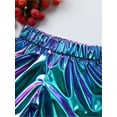 thumbnail image 4 of YONGHS Girls Shiny Metallic Shorts Hot Pants Disco Dance  Party Performance Costumes Blue 3-4, 4 of 7