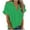 Green, variant on Jewelreauty Button Blouses for Women Casual Short Sleeve Lapel Neck Tunic Shirts Summer Solid Pleated Tops (L, Green)