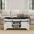 thumbnail image 6 of Dayalane Lift Top Coffee Table with Hidden Storage, Rectangle Wood Rustic Farmhouse Center Table with Sliding Barn Door and Compartment for Living Room, Home, Office, Black, 6 of 10