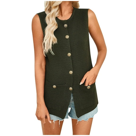 WREESH Women's Fall Knit Sweater Vest Sleeveless Button Down Tank Top Business Casual Pocket 2025