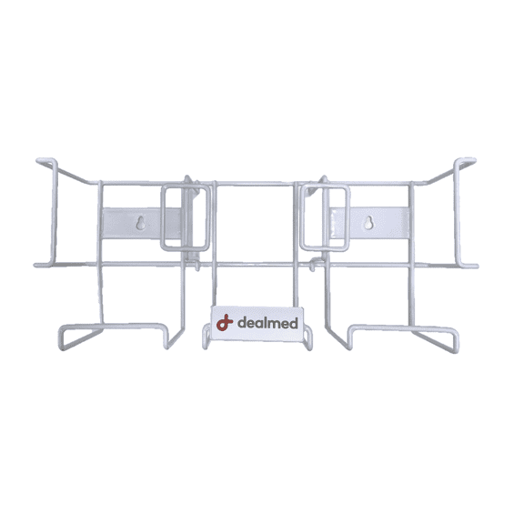 Dealmed Triple Glove Box Holder, Vinyl Coated Steel, Wall Mount or Countertop, Horizontal, White, 1/Pack