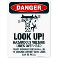 thumbnail image 1 of Look Up Hazardous Voltage Lines Overhead Sign, OSHA Danger Sign, 18x24 Corrugated Plastic, 1 of 1