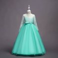 thumbnail image 2 of Long Sleeve Lace Tulle Flower Girl Dress Formal Princess Gown for Wedding Party Birthday Performance, 2 of 3