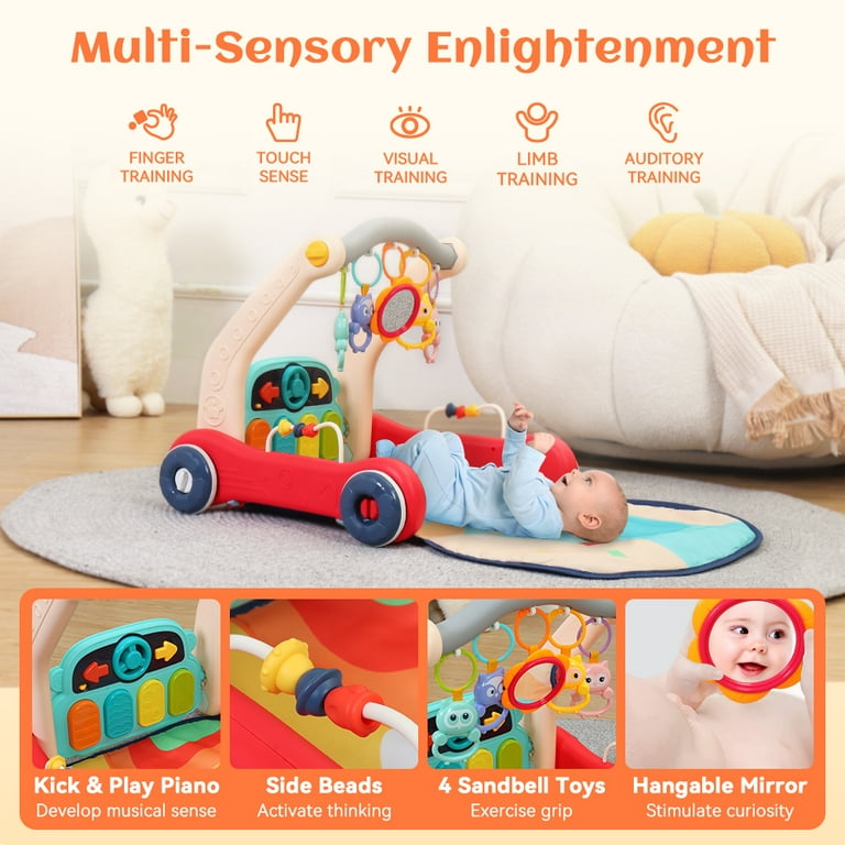 Caveen Baby Play Mat, 3-in-1 Activity Center with Musical Piano