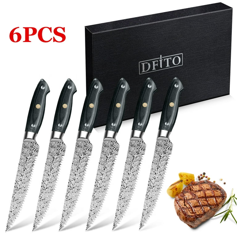 DFITO 6 Pcs 5 Inch Kitchen Knife Set, Steak Knife Set and Kitchen Utility  Knives, Ultra-Sharp High Carbon Stainless Steel Knives with Ergonomic  Handles 