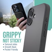 Smartish® iPhone 16 Magnetic Case - Gripmunk Compatible with MagSafe [Lightweight + Protective] Slim & Thin Grip Cover with Microfiber Lining for Apple iPhone 16 - Black Tie Affair