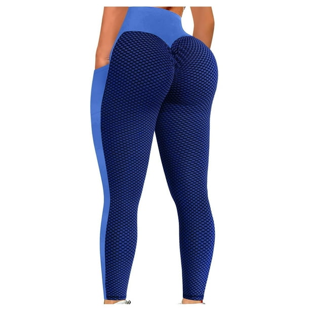 Spandex Leggings for Women High Waist Full-Length Hip Lifting Slimming  Solid Yoga Pants Workout Running Booty Tights Blue : : Fashion