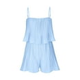 thumbnail image 4 of JINMGG Shorts for Women Clearance $5 Women's Sexy Sleeveless Suspender with Open Back Wide Leg Jumpsuit Shorts Light Blue XXL, 4 of 6