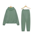 thumbnail image 2 of Yoodem Lounge Sets for Women Sweatpants Women's Solid Color Sports Sweater Waist Set Long Sleeve Pants Two Piece Set Women's Sweater Pants Shirts for Women Green L, 2 of 4