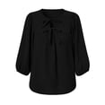thumbnail image 6 of CYMMPU Women's Summer Basic 3/4 Sleeve Crew Neck Blouse Top, Casual Lightweight Long Sleeve Top for Ladies Black S, 6 of 6